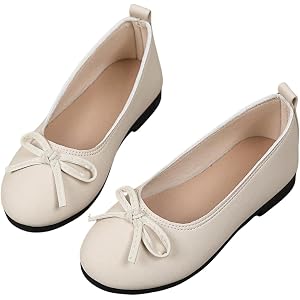 GORGLITTER Girl's Cute Bowknot Ballet Flats Dressy Closed Round Toe Princess Ballerina Shoes Wedding Dress Shoes