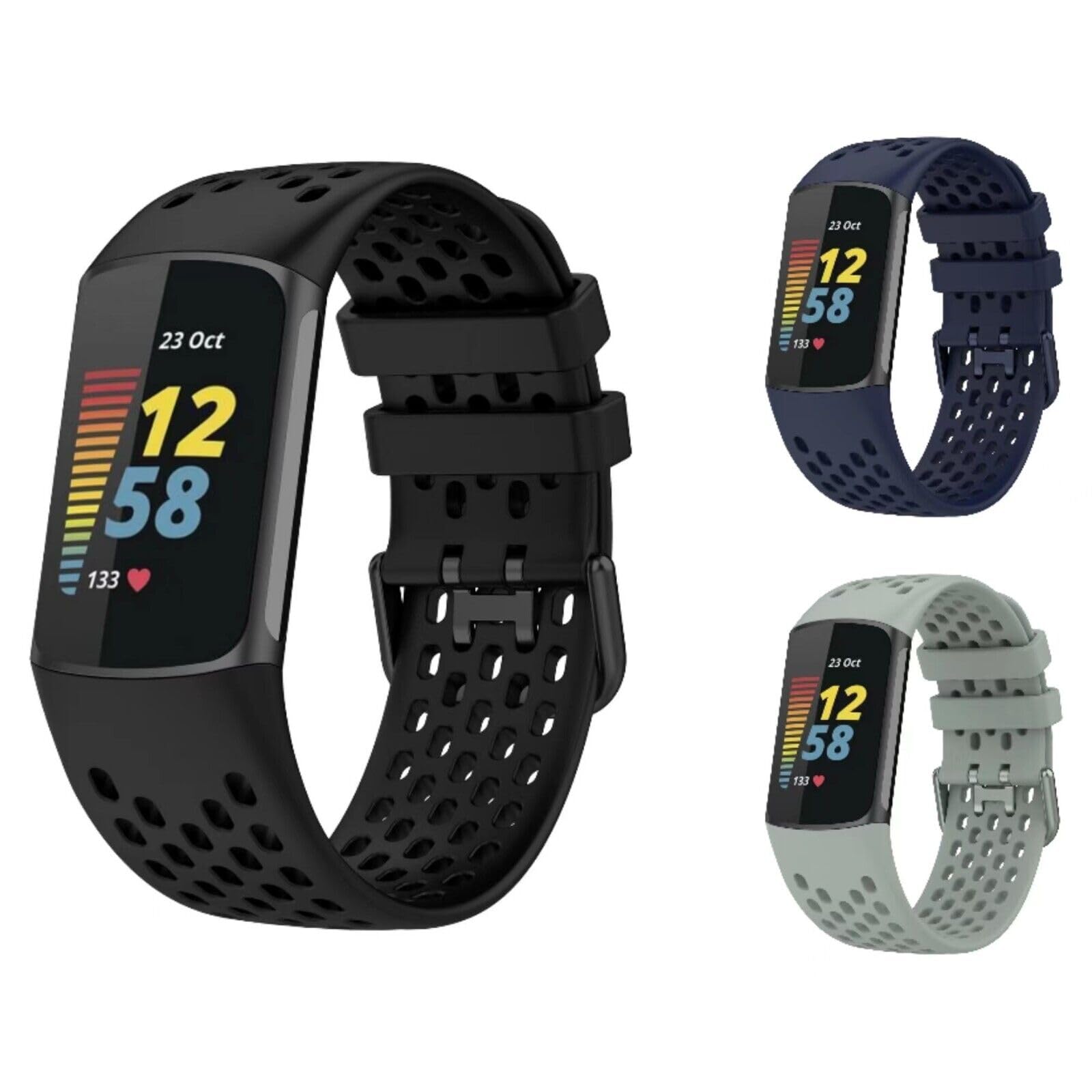 Panda Bobo Compatible with Fitbit Charge 5 Charge 6 strap Replacement Band Mesh Wristband Women Men Small large (Pack A - 3pcs)