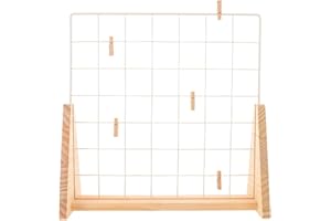 DOITOOL Grid Panels Display Stand: Grid Wall Countertop Stand with Base - Metal Wire Wall Panel with Mini Wood Base for Craft