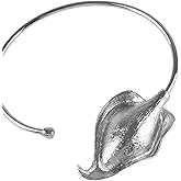 BLULILY Exaggerated Pleated Metal Open Choker Necklace Stylish Metal Flower Choker Necklace Women's Party Neckchain Accessory, Silver