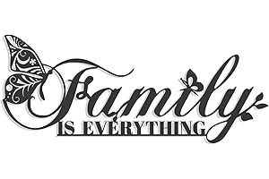 OPPRO Family Signs Metal Wall Decor, Family Is Everything Word Sign with Butterfly for Home Decor Wand, Black Iron Wall Art Plaque Decorations for Living Room, Housewarming, 43.2x16 cm (Family)