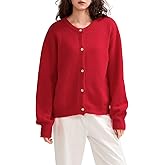 Women's Button Down Cardigans Sweater Solid Color Longsleeve Crew Neck Knitted Shirt Fall Top