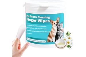 FASHIONARI Pet Dental Care Finger Wipes 50 Counts,Dog Dental Wipes for Dog Tooth Pet Dental Finger Wipes for Dogs & Cats,Reduces Plaque & Freshens Breath