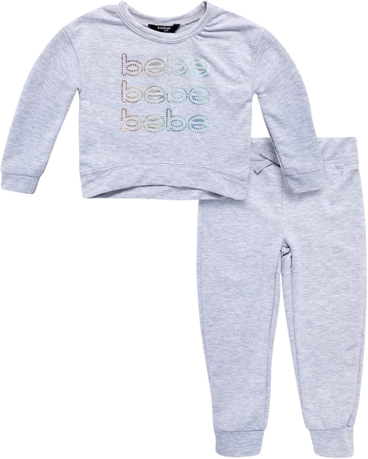 bebe Baby/Toddler Girls' Jogger Set Fleece Pullover Sweatshirt and