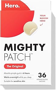 Mighty Patch Original Patch from Hero Cosmetics - #1 Hydrocolloid Acne Pimple Patches for Face, Shrinking Zits & Whiteheads i