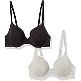 Amazon Essentials T-Shirt Bras for Women, Comfortable Underwire, Pack of 2