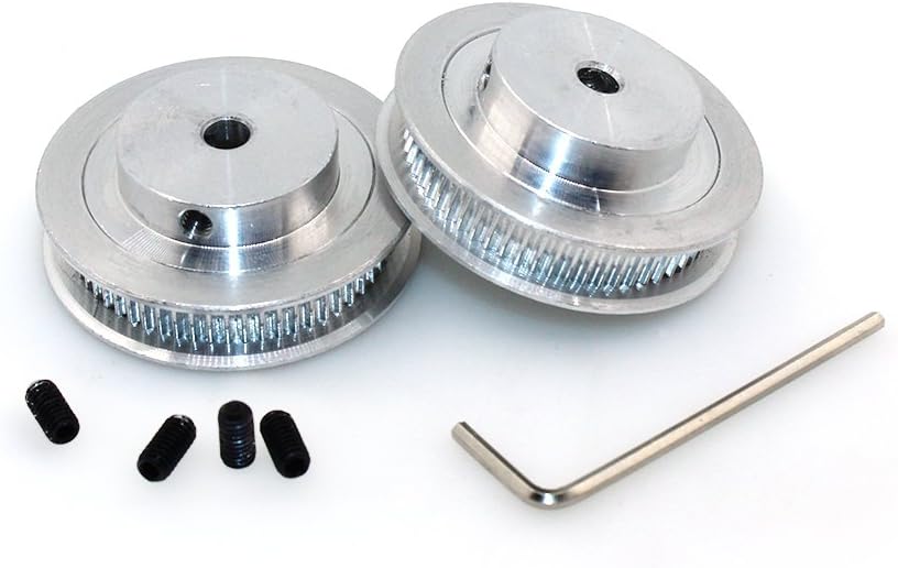 PoPprint Aluminum gt2 Timing Pulley Bore 5mm Teeth 60 for 3D Printer GT2 Timing Belt (Pack of 2pcs) (Bore 5mm Teeth 60)