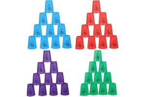 Joyibay 48pcs Sport Stacking Cups, Speed Training Game Stacking Cups for Kids and Adults, Fast Paced Fun Game for Challenge Competition, Travel Party Supplies (Red, Blue, Green, Purple)