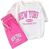 Milumia Girl's Summer 2 Piece Outfits T-Shirt and Shorts Set Clothing Sets Sweat Sport Tracksuit