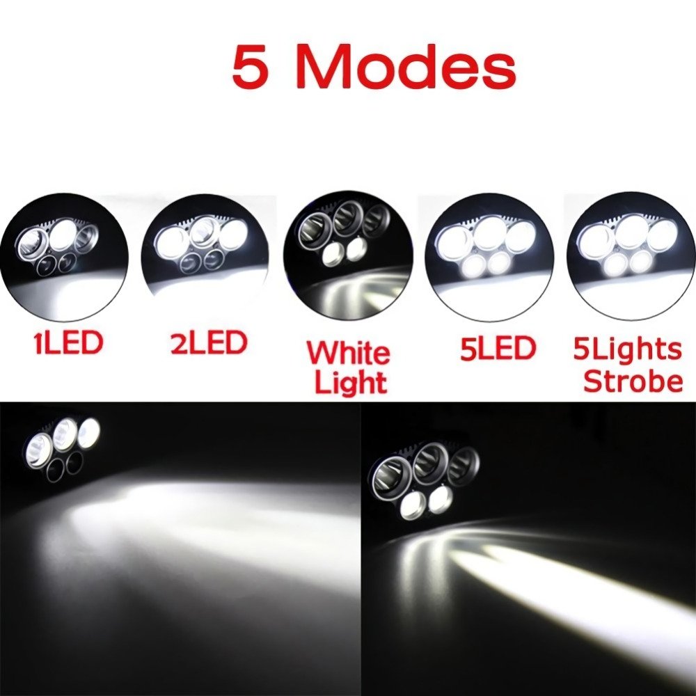 Headlamp 5 LED XM-L T6 XPE 15000lm Headlight Free hand Flashlight LED USB Headlamp Camp Hike Emergency Light Fishing Outdoor+USB Cable Charger+2x 18650 Batteries