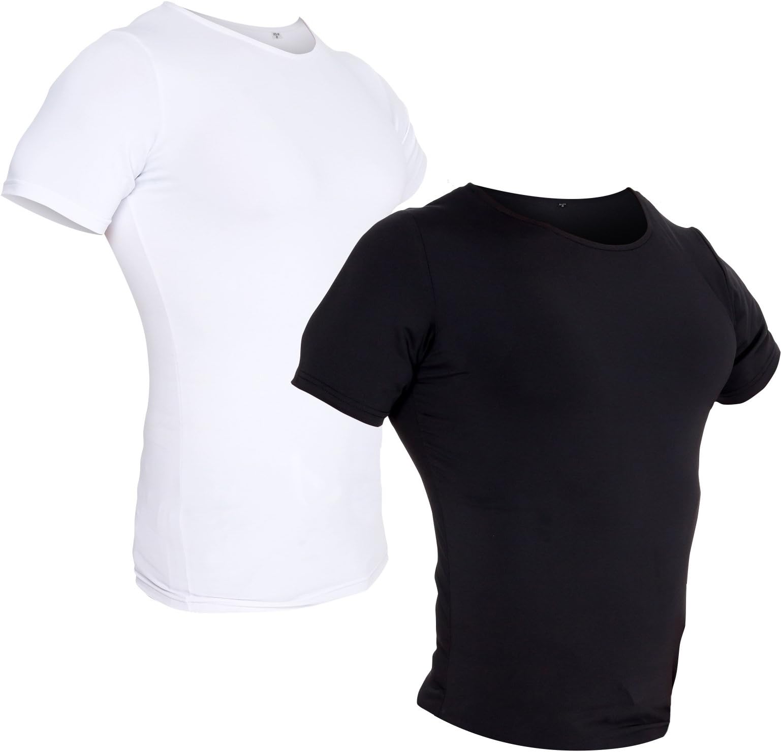 LISH Men's Light Compression Crew Neck Shirt - Slimming Tee (2 Pack)