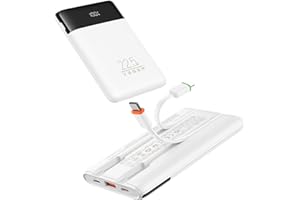 VEGER Portable Charger, 10000mAh Power Bank with Built-in Cables, 22.5W Fast Charging USB C Battery Pack with LED, 4 Outputs 