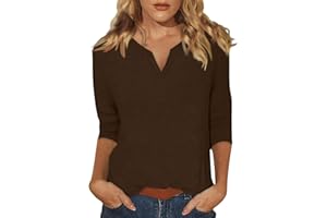 AAZJSS Women's Casual 3/4 Sleeve Loose Tunic Tops Lightweight Summer Blouses