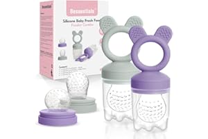 Bessentials Baby Fresh Fruit Food Feeder - 2 Pack Silicone Baby Mesh Feeders for Infant Safe Self Feeding |3 Sizes Food Pouch