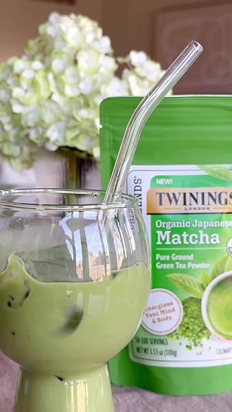 TWININGS ORGANIC JAPANESE MATCHA, PURE GROUND GREEN TEA POWDER CULINARY GRADE, 3.53 OUNCE/100G BAG, ENJOY HOT OR ICED
