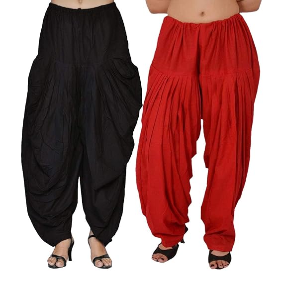 Cotton Comfort Punjabi Patiala Salwar Pants for Women Bottoms Combo 2 - Free Size
