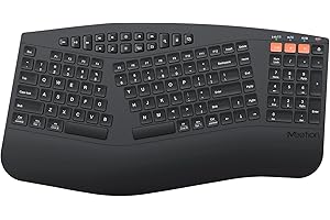 MEETION Ergonomic Keyboard and Mouse, Multi-Device Bluetooth Keyboard and Mouse Wireless, 4 DPI Adjustable Mouse, Multimedia 
