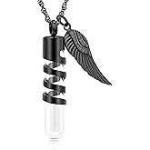 Imrsanl Glass Hourglass Cremation Jewelry for Ashes Container Vial Urn Necklace Pendant Stainless Steel Cylinder Bottle Memorial Cremation Keepsake Jewelry for Women/Men