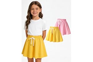 Girls Skirts 4pcs Tennis Skirt with Short Elastic High Waisted Kids Athletic Running Flowy Skort