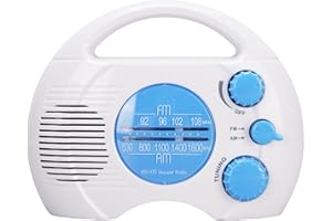 Zunate Waterproof Shower Radio for Bathroom Use with AM FM Bands, Electronic Tuning & Adjustable Volume, Portable Compact Spe