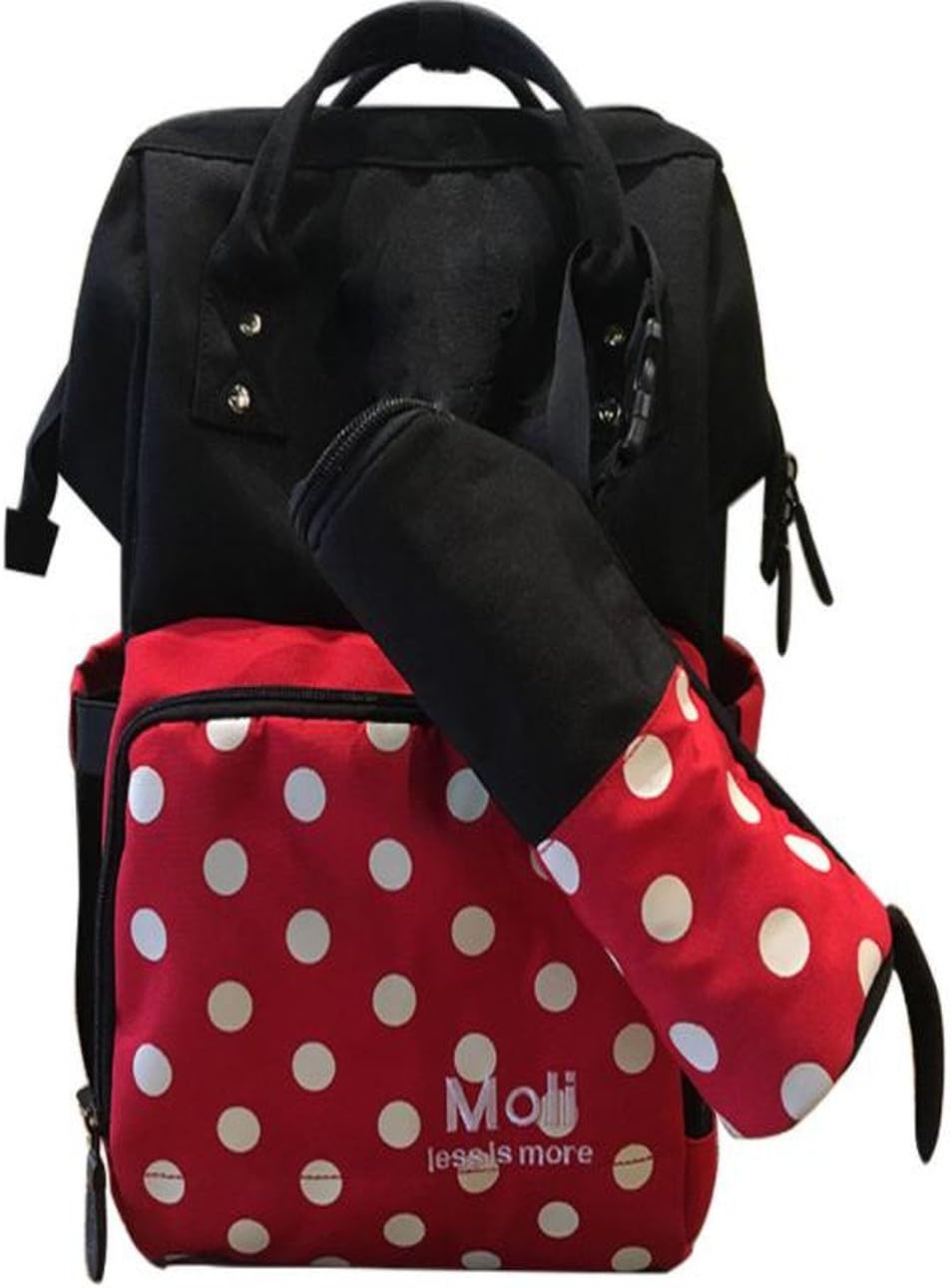 Amazon Co Jp Marieange マザーズバッグ ミッキー ミニー ディズニー モチーフ リュック 保温ポケットキーストラップ付き 多機能 大容量 哺乳瓶ケース付き Ss 406 M 02 ベビー マタニティ