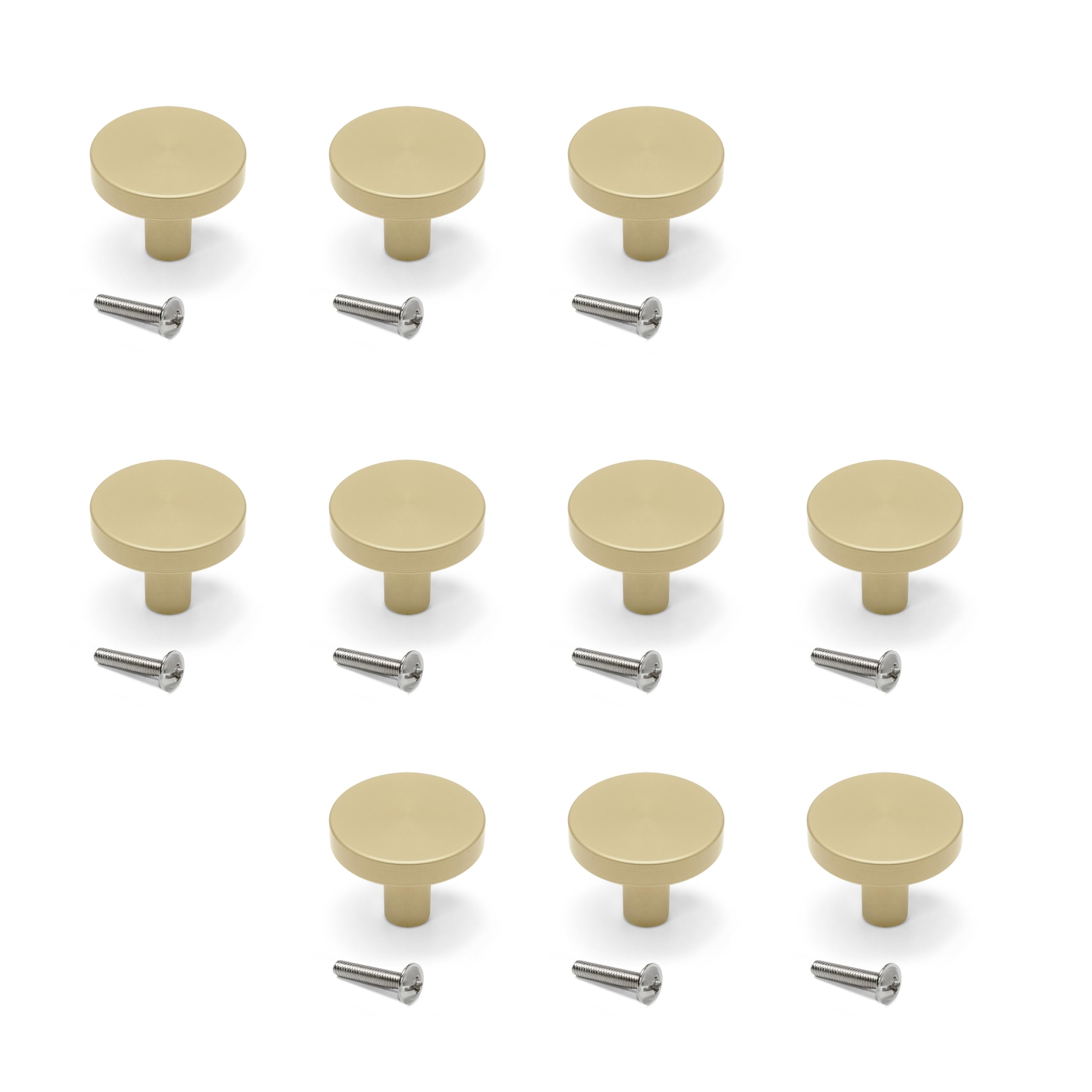 Emuca - Lot de 10 Furniture knobs, Diameter 30mm, Aluminium, Gold