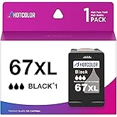 HOTCOLOR 67xl Black Ink Cartridge Replacement for hp Ink 67 for hp 67 Cartridge use with deskjet 2755e 2700 4155e 2855e Envy