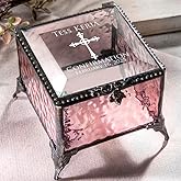 Confirmation Gift for Girl Personalized Keepsake Box Stained Glass Engraved Jewelry J Devlin Box 903 EB221 (Pink)