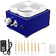 NantFun Mini Pottery Wheel Machine, 6.5cm 10cm Double Turntables Detachable Basin Forming Machine Adjustable Speed Electric Ceramic Wheel with Clay Tools for Kids Adults Beginners