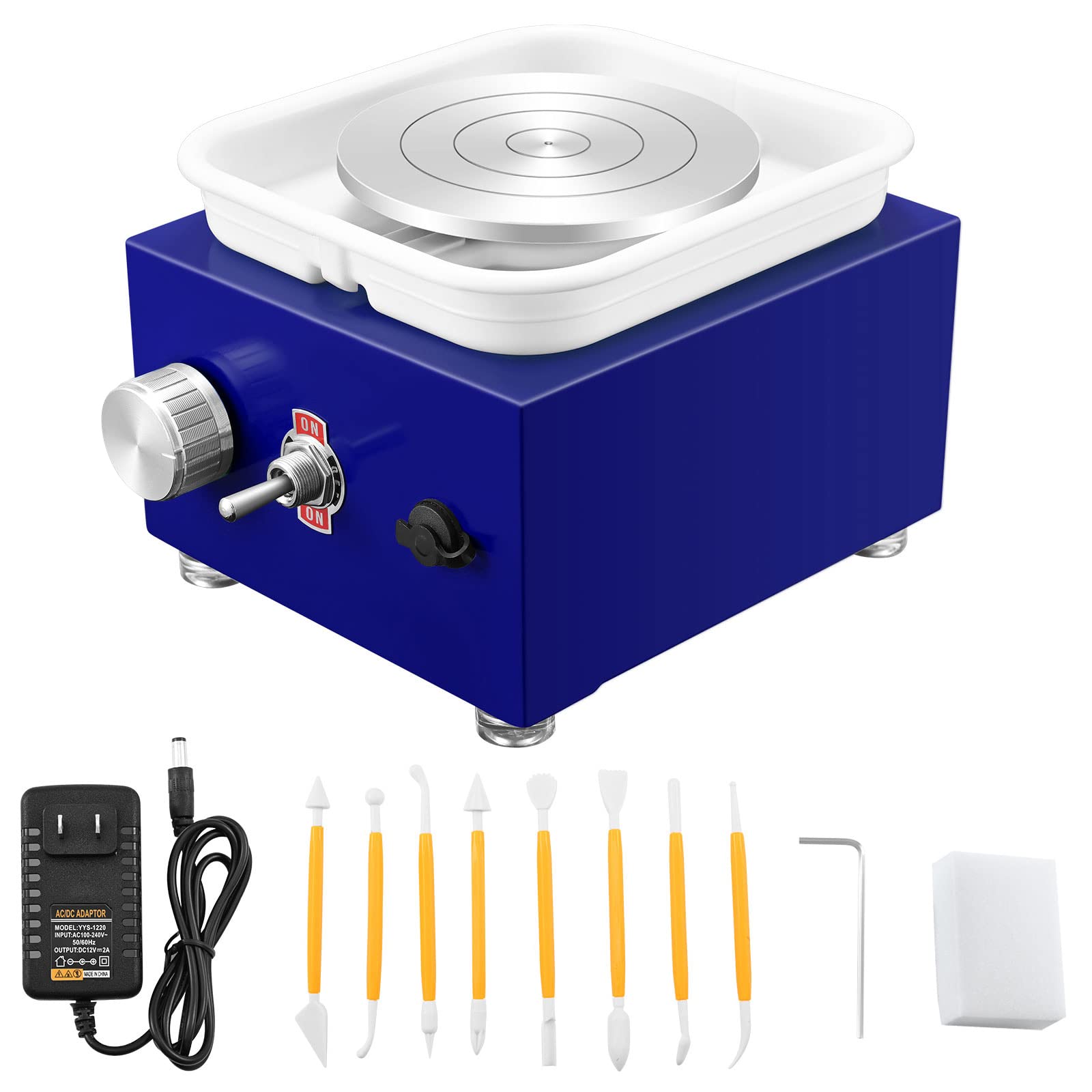 Photo 1 of NantFun Mini Pottery Wheel Machine, 6.5cm 10cm Double Turntables Detachable Basin Forming Machine Adjustable Speed Electric Ceramic Wheel with Clay Tools for Kids Adults Beginners