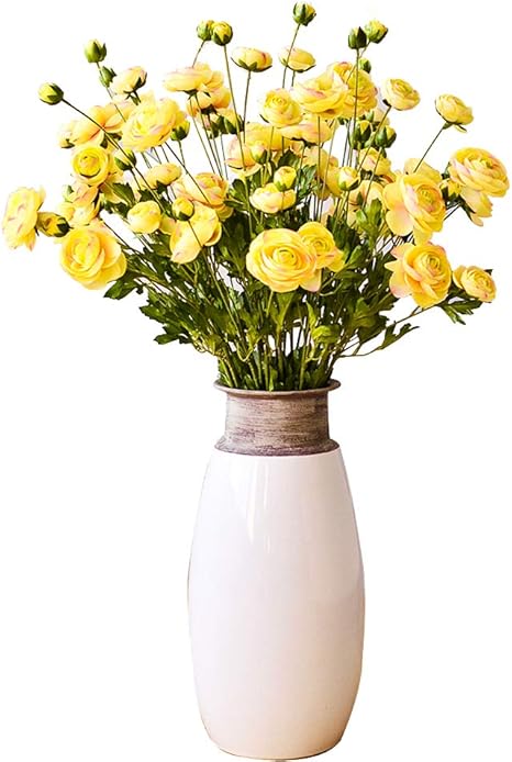 Amazon 造花 人工花 椿 ピック 全長90cm 2本セット つばき ツバキ 椿 カメリア 人工観葉植物 アーティフィシャルフラワー 花材 アレンジ ディスプレイ イエロー 造花 オンライン通販