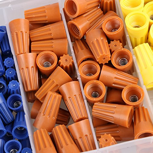 Mikimiqi Wire Connector Assortment Kit 158Pcs Screw Terminals Spring Insert Twist Nuts Caps with 5 Different Size