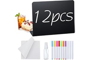 GRENNMAULER 12 Pack Mini Chalkboard Signs for Food, 4"x3" Small Chalkboard Sign, Food Labels for Party Buffet Wedding Table Signs