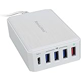 53W 5-Port USB/USB-C Wall Charger [Qualcomm Certified] QC 3.0, Type-C for Samsung, LG ,Nexus 5X 6P, iPhone, iPad and Android Devices (White)