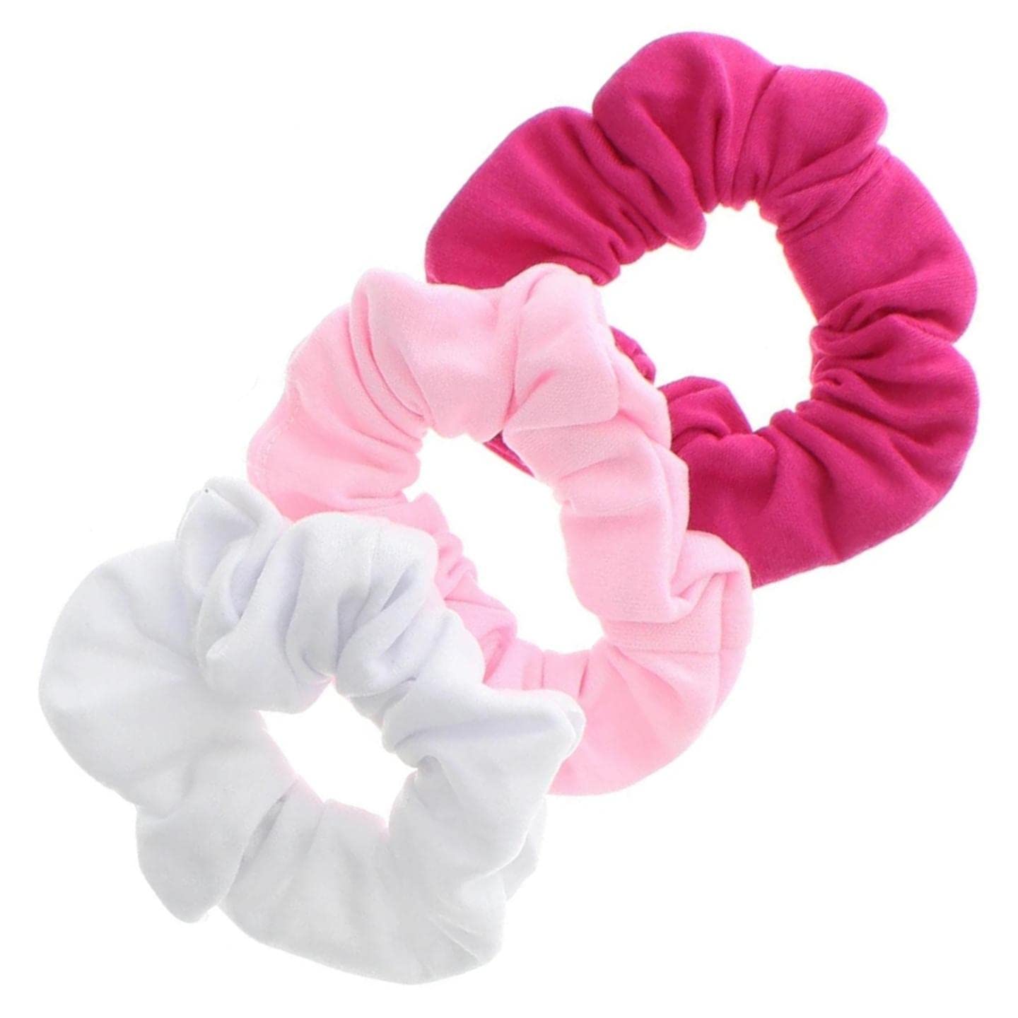 Topkids Accessories Soft Jersey Fabric Hair Scrunchies - Soft Elastic Bobble Hair Bands For Women, Ladies, Girls, Children - Pack Of 3 (Pink)