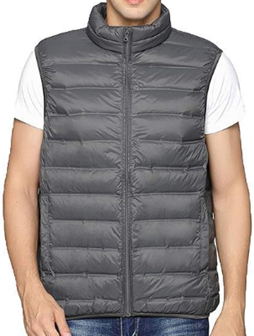 Mens Down Gilet Quilted Vest Body Warmer Waistcoat Padded Jacket