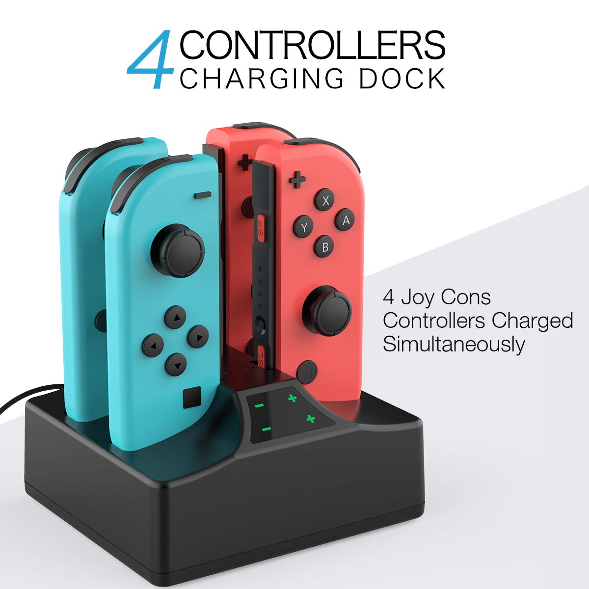 Switch Controller Charger Fit Nintendo Switch Joy Con Controller,Joy Con Charging Dock with Type C Cable and 4 Led Indicators,3 Hours Fast Full Charge