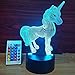 Xmeilo 16 LED Color 3D Illusion Platform Night Lighting Touch Switch Table Desk Decor LED Lamp with Remote Control Unicorn