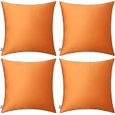 Thmyo 4-Pack 100% Cotton Comfortable Solid Decorative Throw Pillow Cases Square Cushion Cover Pillowcases Thanksgiving DIY Throw Pillow Covers for Sofa Bed Car(20x20 inch/50x50cm,Fall Orange)