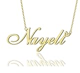AOLO Nayeli Heart Name Necklace 18k Gold Plated