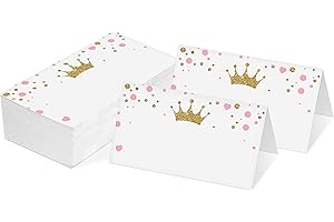 YUANSAIL Princess Place Cards Tent Style Cards – 25 Cards per Pack – Princess Party Supplies Decorations (TAIKA-019)