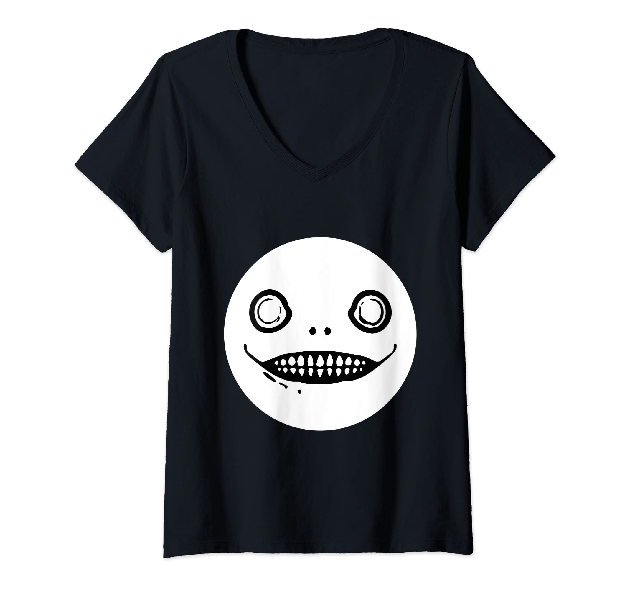Womens Emil / Taro Yoko Face mask smiling skeleton V-Neck T-Shirt
