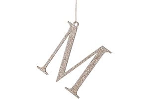 Pxniy Gold Monogram Christmas Ornament,Personalized Initial Xmas Tree Ornament,Xmas Stocking Tag(Letter M)