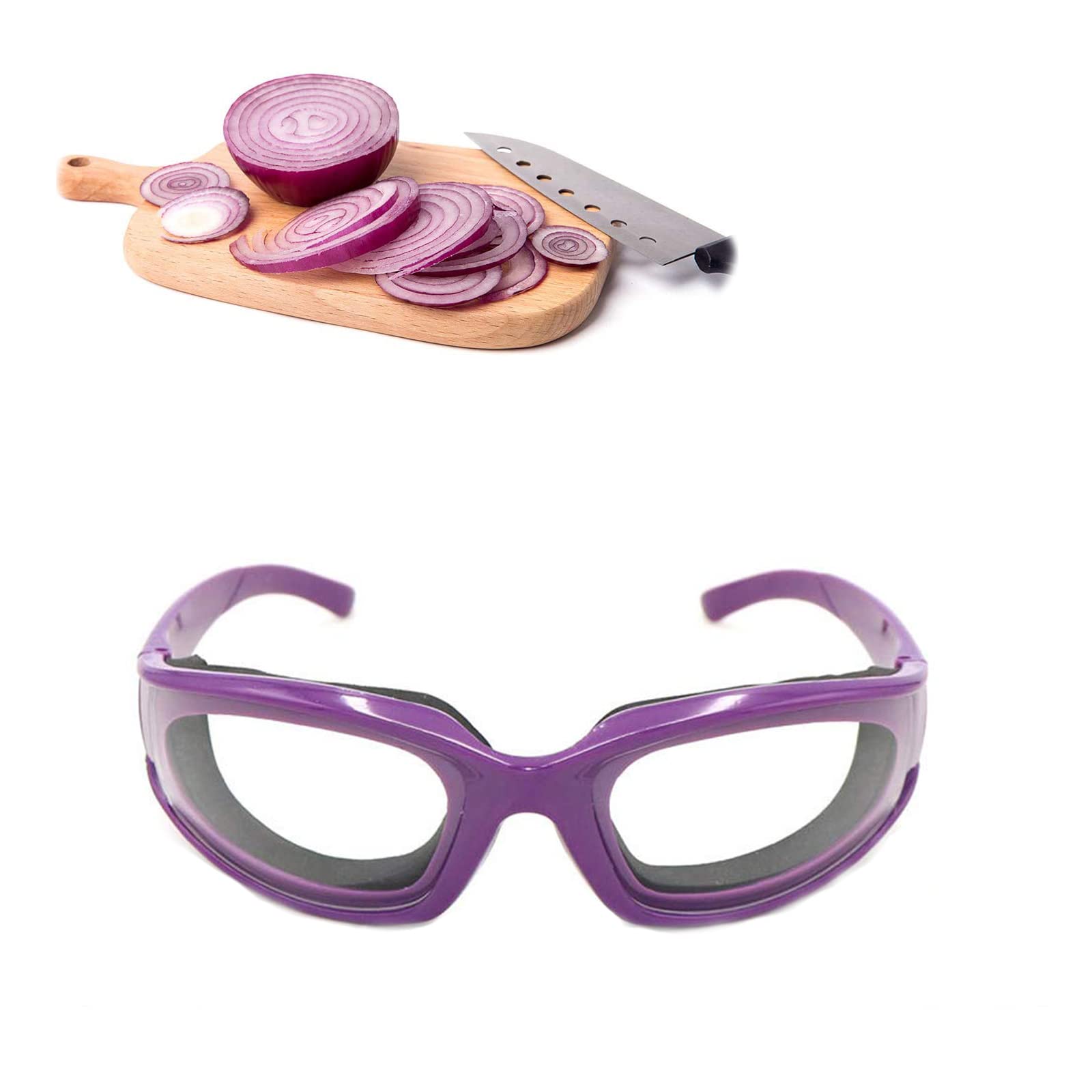 JUHONNZ Onion Goggles,Onion Glasses Anti-splash Tearless Glasses Eye Protect Vegetable Cutter Eyes Protector for Women Men Home Kitchen Use Outdoor Activities Kitchen Gadget Purple