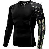 color cosplayer Jiu Jitsu Men American Flag UPF 50+ Sun Protection Printed Rash Guard Long Sleeve Swim Shirts