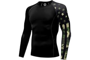 color cosplayer Jiu Jitsu Men American Flag UPF 50+ Sun Protection Printed Rash Guard Long Sleeve Swim Shirts