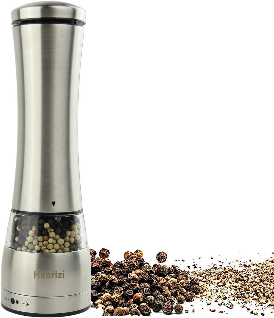 Automatic Salt And Pepper Grinder Electric Mills Premium Stainless Steel Shaker With Adjustable Coarseness Ceramic Rotor Blades - Bottom LED Light Unique(1)