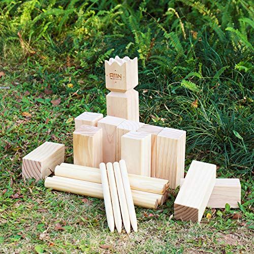 A11N Kubb Viking Chess Lawn Game Premium Yard Game Set with Tote Bag