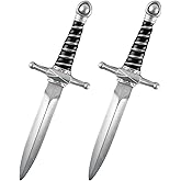LYHZLBAY 2pcs Fake Foam Short Swords Martial Weapons, 15" PU Foam Dagger Prop Knife Toy for Cosplay Costume Party Gifts (Silver)