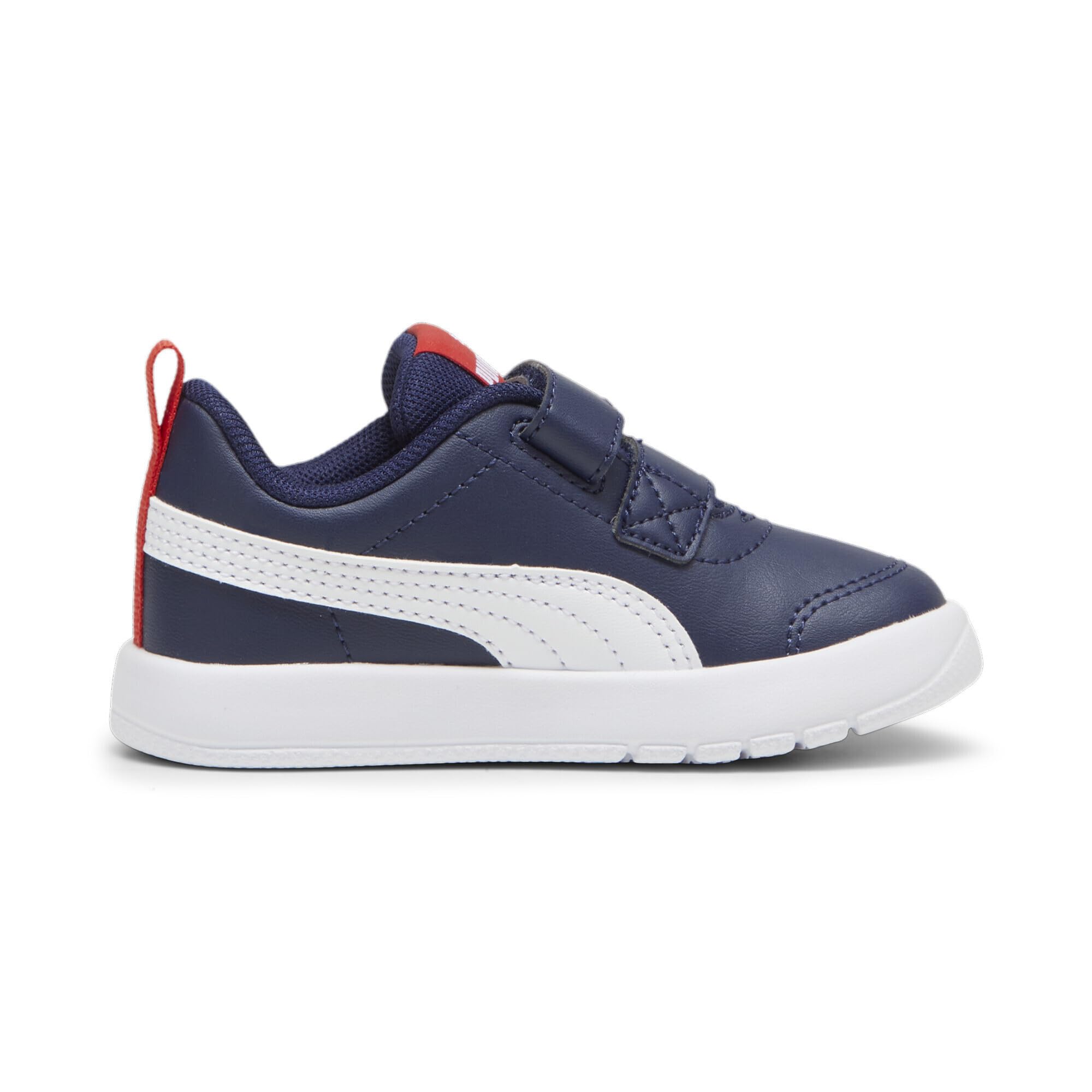 PUMA COURTFLEX V3 V INF Sneaker für Jungen, Unisex, Marineblau/Weiß/Rot, für Kinder ab 7 UK 6
